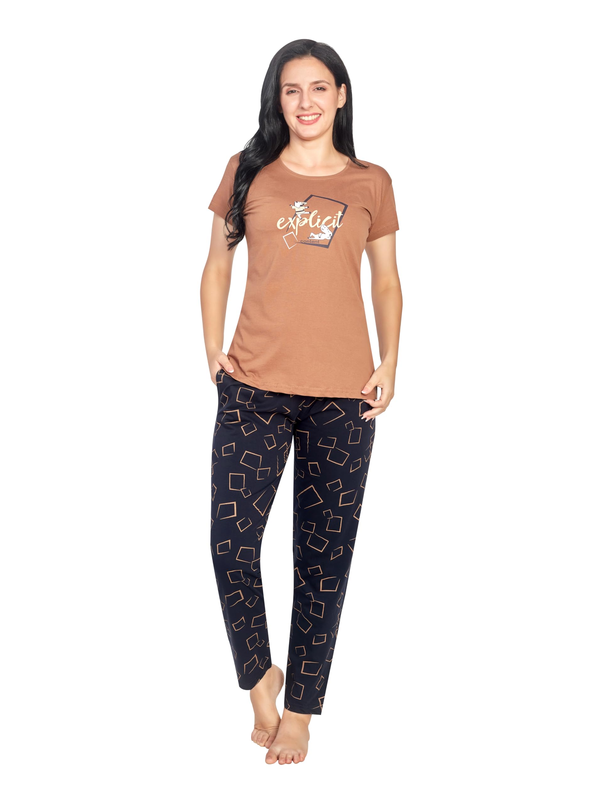 Cotton Night Suit for Women Girls | Printed Cotton Night Suit Set Pyjama Set Sleepwear Nightwear Nightdress Loungewear-NW-104-TC-3XL-picture-34