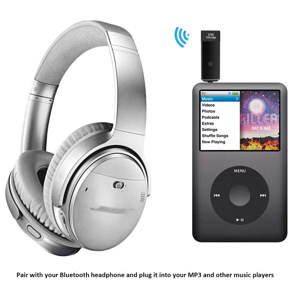 Trasmettitore Bluetooth Airfrex compatibile con cuffie Bluetooth e altoparlante Bluetooth/ricevitore Bluetooth, funziona con MP3 / Walkman / PS4 / Nintendo Switch e altri lettori musicali