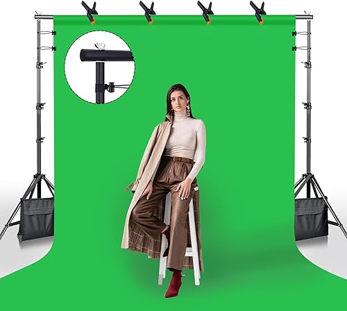 Miniatura 8 de BEIYANG Estudio de video fotográfico de 8.5 x 10 pies, kit de sistema de soporte de fondo ajustable con bolsa de transporte para decoración de