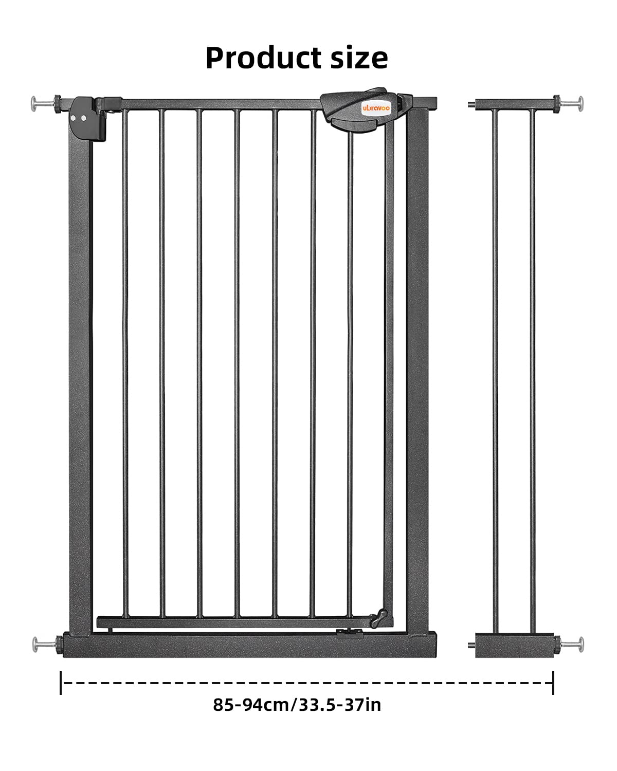UBRAVOO Cancelletto per Bambini per Cani, Altezza 100 Cm Cancelletto di Sicurezza per Bambini 85-94 cm di Larghezza Chiusura Automatica Tripla Serratura Aperta Tenere Cancello per Scale