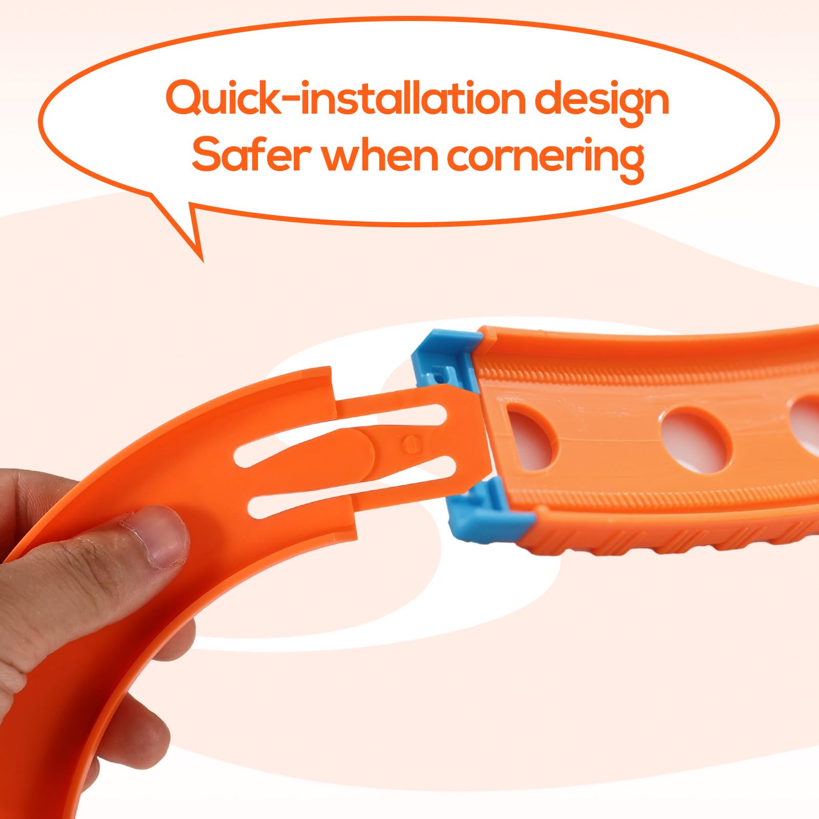 8 Stück Gebogene Schienenstücke Kompatibel mit Hot Wheels Spielzeugautos, ABS Rennstreckenverbinder Zubehör für den Schienenbau (Orange)