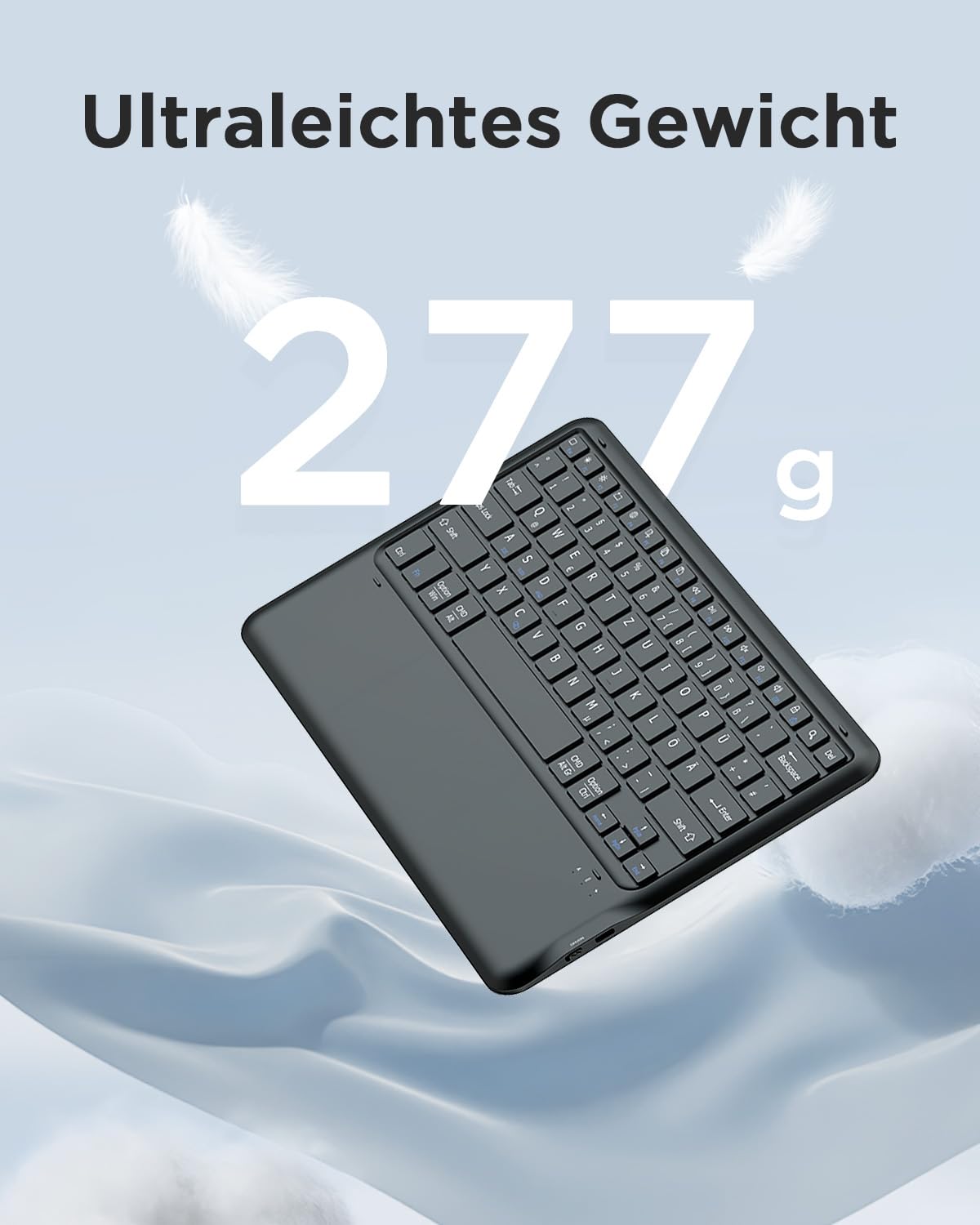 EasyAcc Tastatur Hülle Kompatibel mit Xiaomi Redmi Pad 2 Pro 12.1 Zoll 2025 mit Schutzfolie, [QWERTZ Deutsches], Abnehmbar Tastatur Schutzhülle mit Pencil Halter (Schwarz)