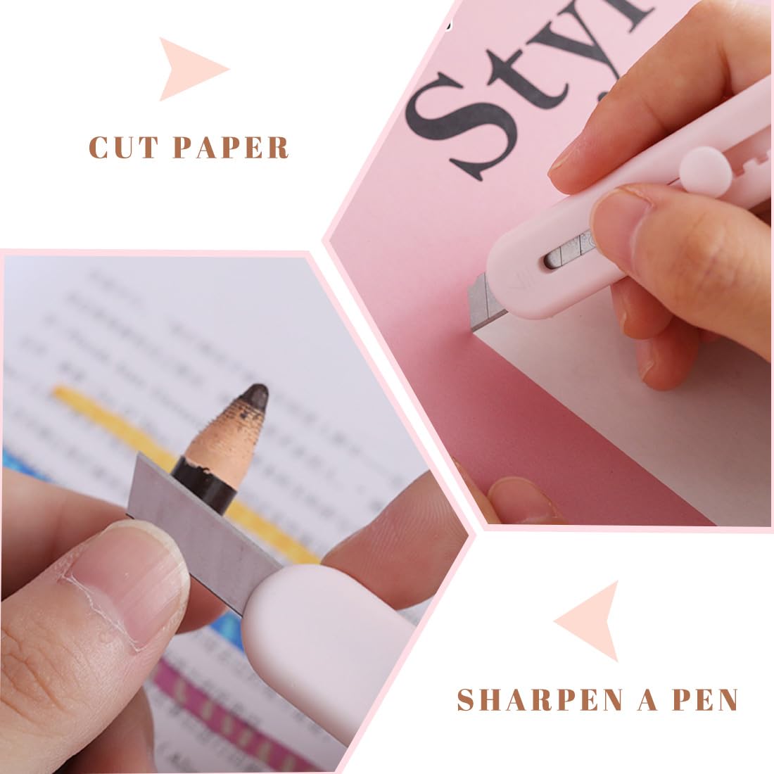 Couteau de papeterie mini coupe-papier portable, Box Cutter standard, Ouvre-lettre, couteaux utilitaires 6 PCS