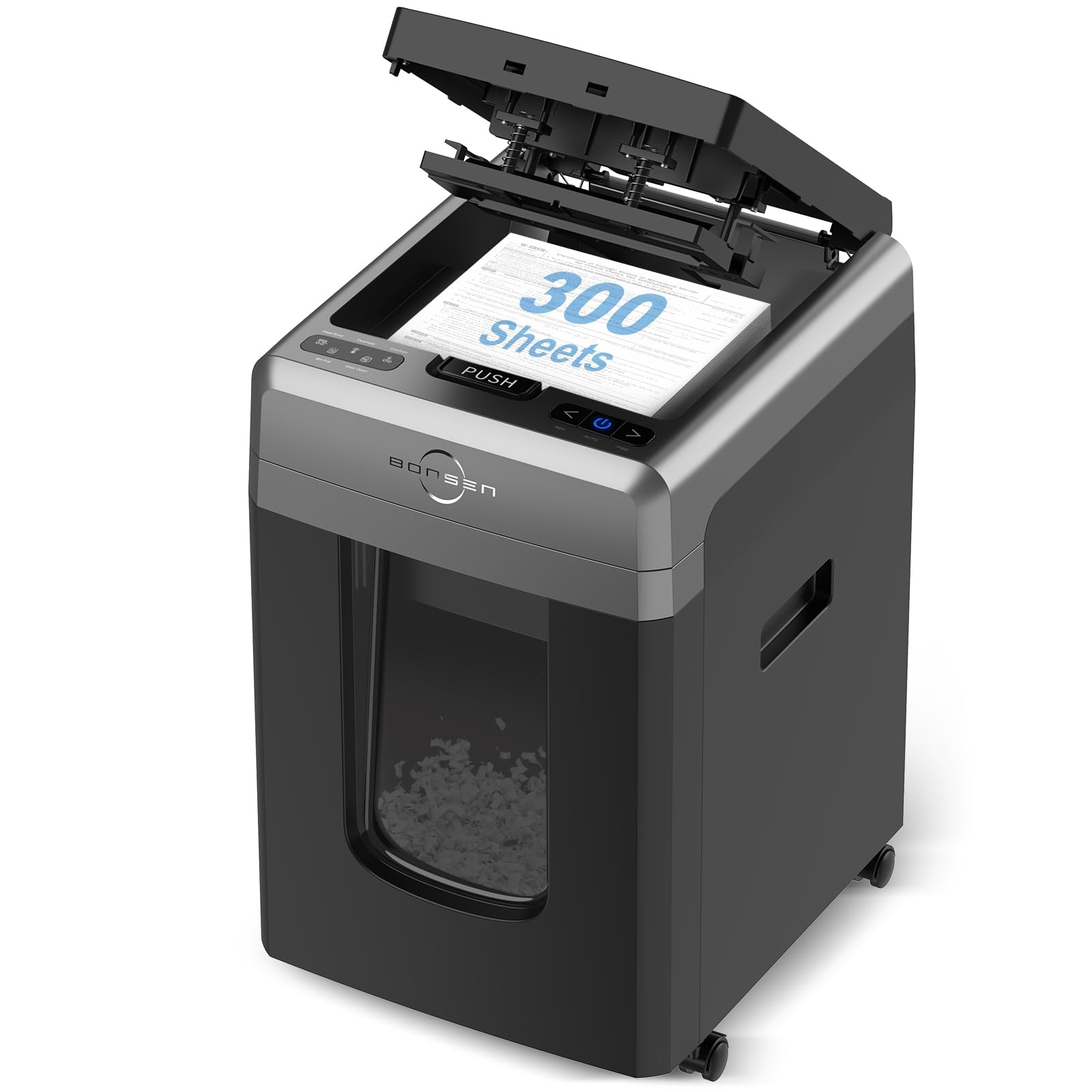 Photo 1 of BONSEN 300-Sheet Auto Feed Paper Shredder, 60 Minutes Non-Stop Commercial Grade Heavy Duty Shredders for Office, 8.1 Gallon Micro Cut Document Shredder, P-4 Security Level,58dB Super Quiet