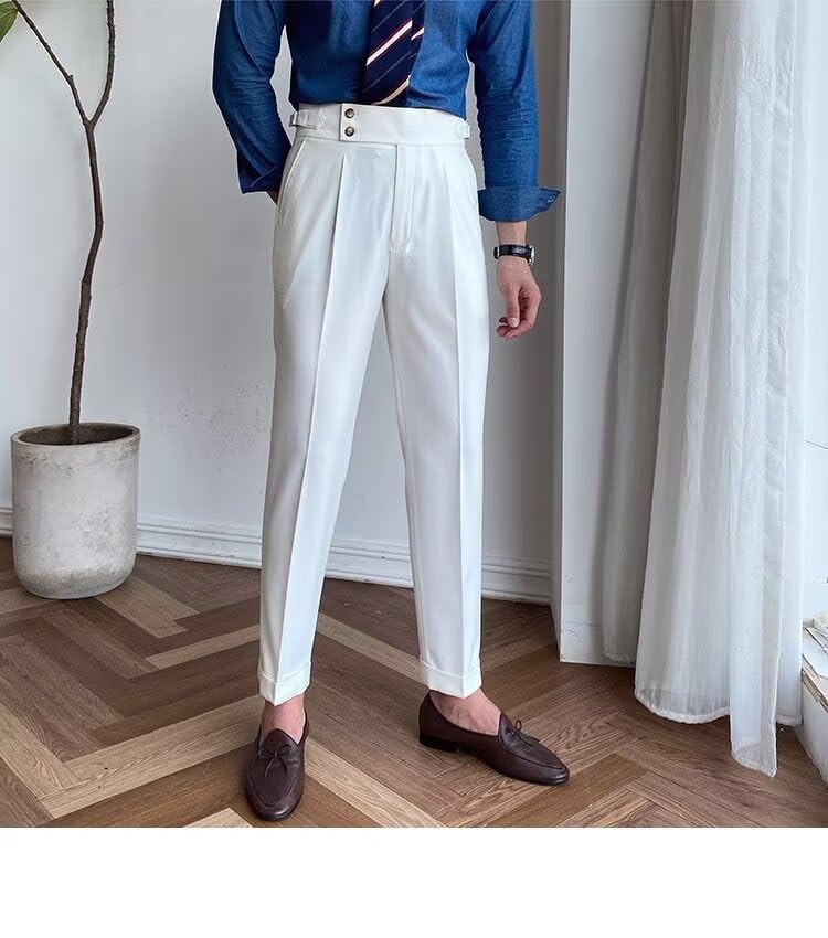 Serge Men's Pants with Buttons Mens Trousers Elegant Dress Pants Groomsmen for Wedding Prom2