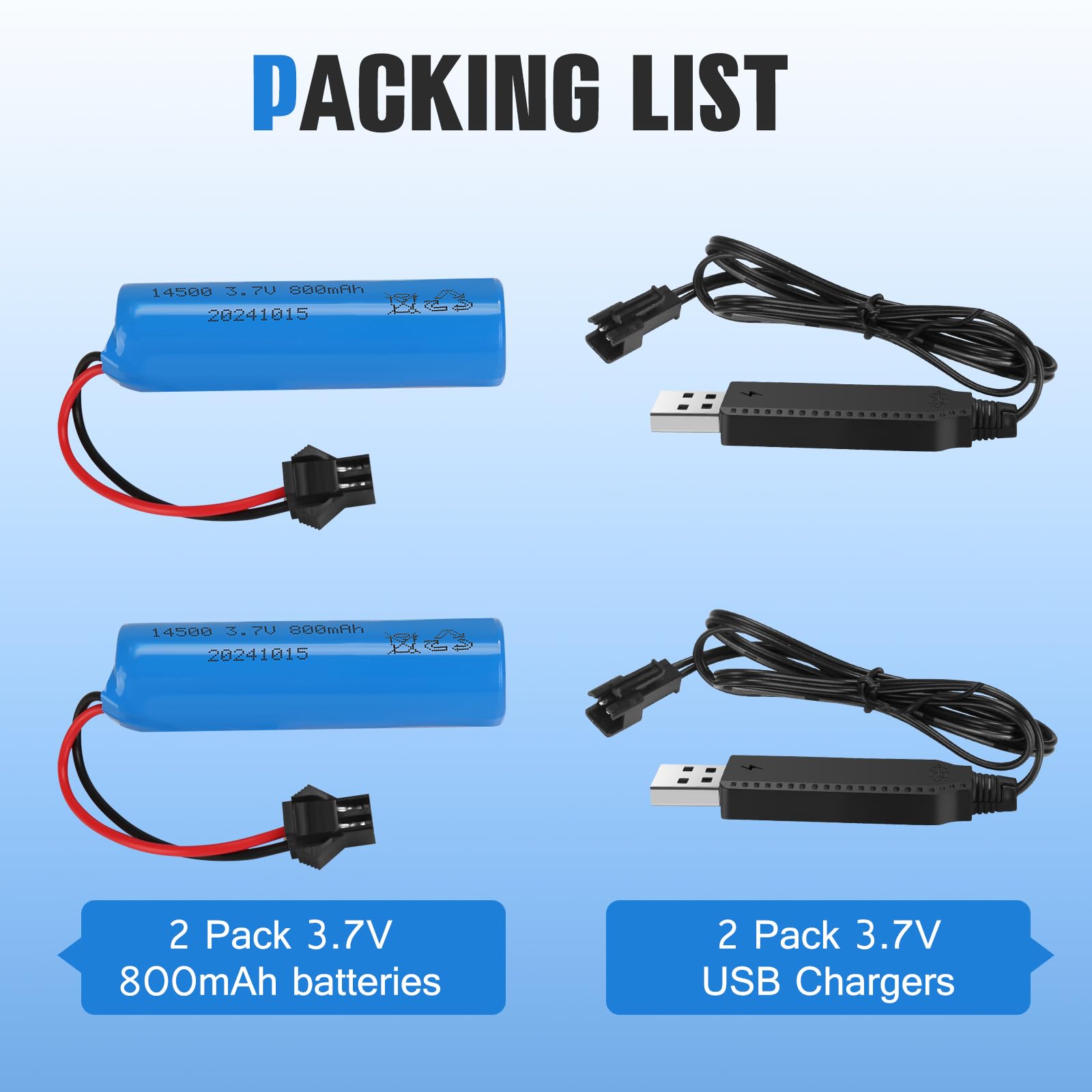 Batterie Li-ion 3.7V 14500 650mAh JST Pour RC Huina - Rechargeable Et Durable