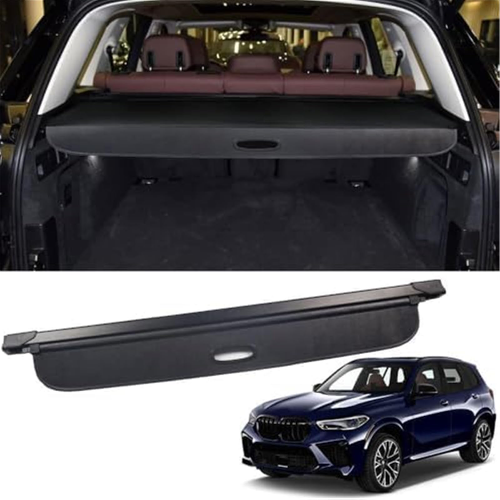 fhjwqronte Cargo Area Storage Rack Cargo Cover, for BMW, for X5 E70 2019 2020 2021 2022 Car Retractable Rear Trunk Parcel Shelf Luggage Shade Shield Security Organizer Boot
