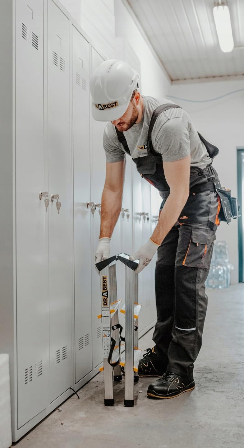 DRBAEST ÉCHELLES SÉRIES Pro Échelle en Aluminium 2X 3 Marches Pliant Escabeau Double Antidérapants Marchepied Léger Domestique Charge Max 150 kg