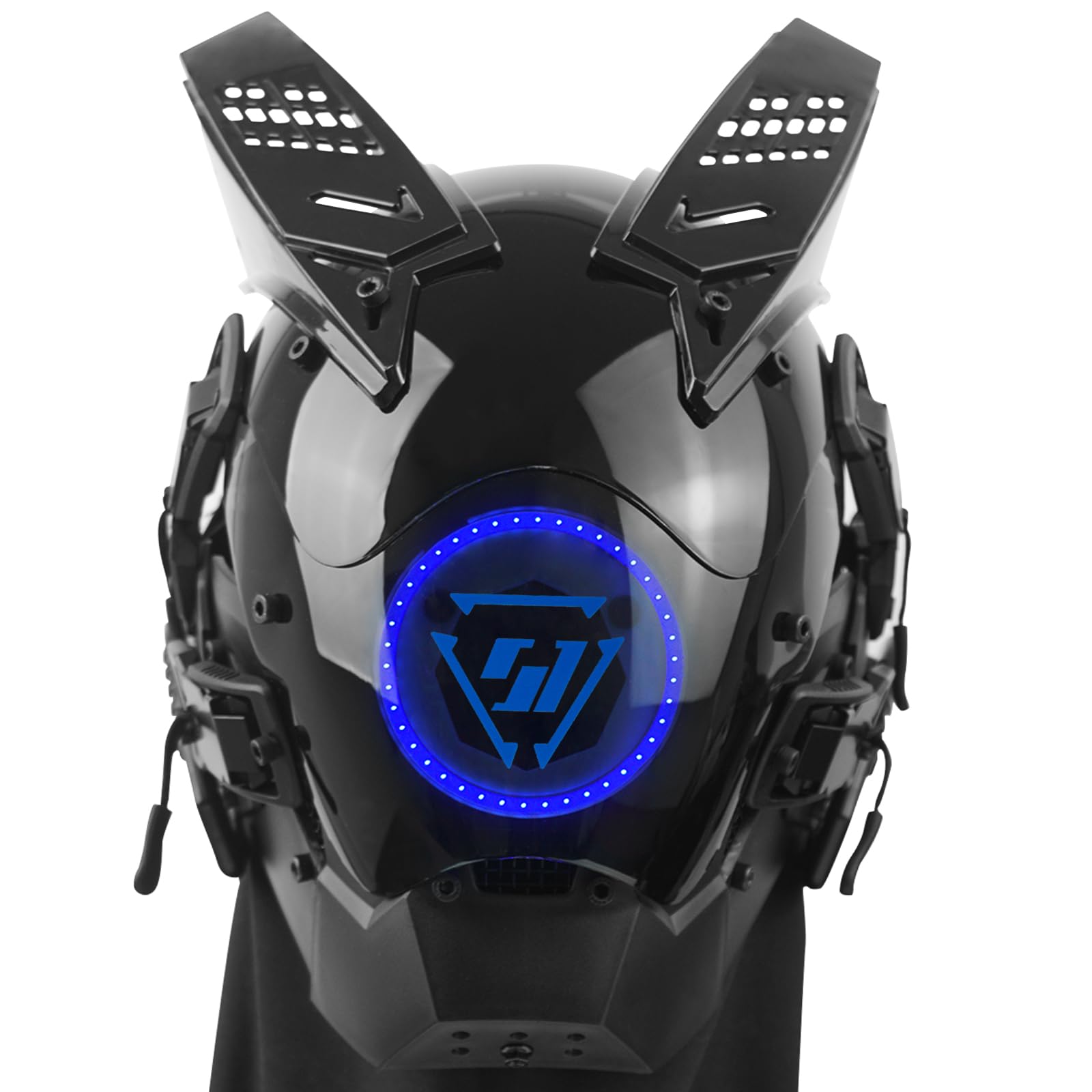 Punk LED Light Mask with Blue Neon Glow, DIY Accessories Set - Adjustable Techwear Half Helmet for Cosplay Halloween, Techwear Costume - Image 2