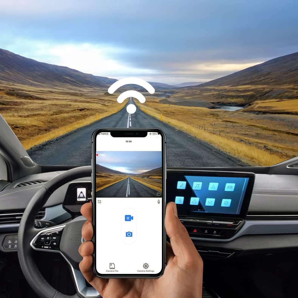 Fitcamx Cámara de Coche Adecuado para VW ID.4 ID.5 2021-2025 & Audi Q4 e-Tron, OEM Dashcam 4K 2160P Video WiFi, Visión Nocturna, Monitor de Aparcamiento, G-Sensor, WDR Camara Coche, Tarjeta de 64GB