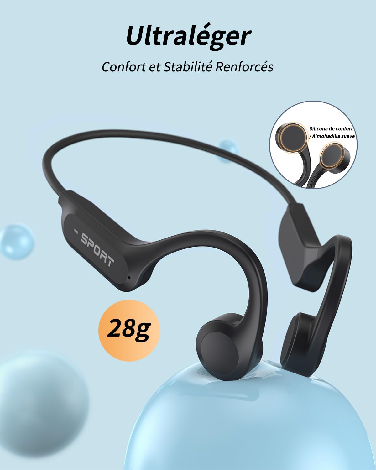 Casque à Conduction Osseuse Bluetooth 6.0 sans Fil