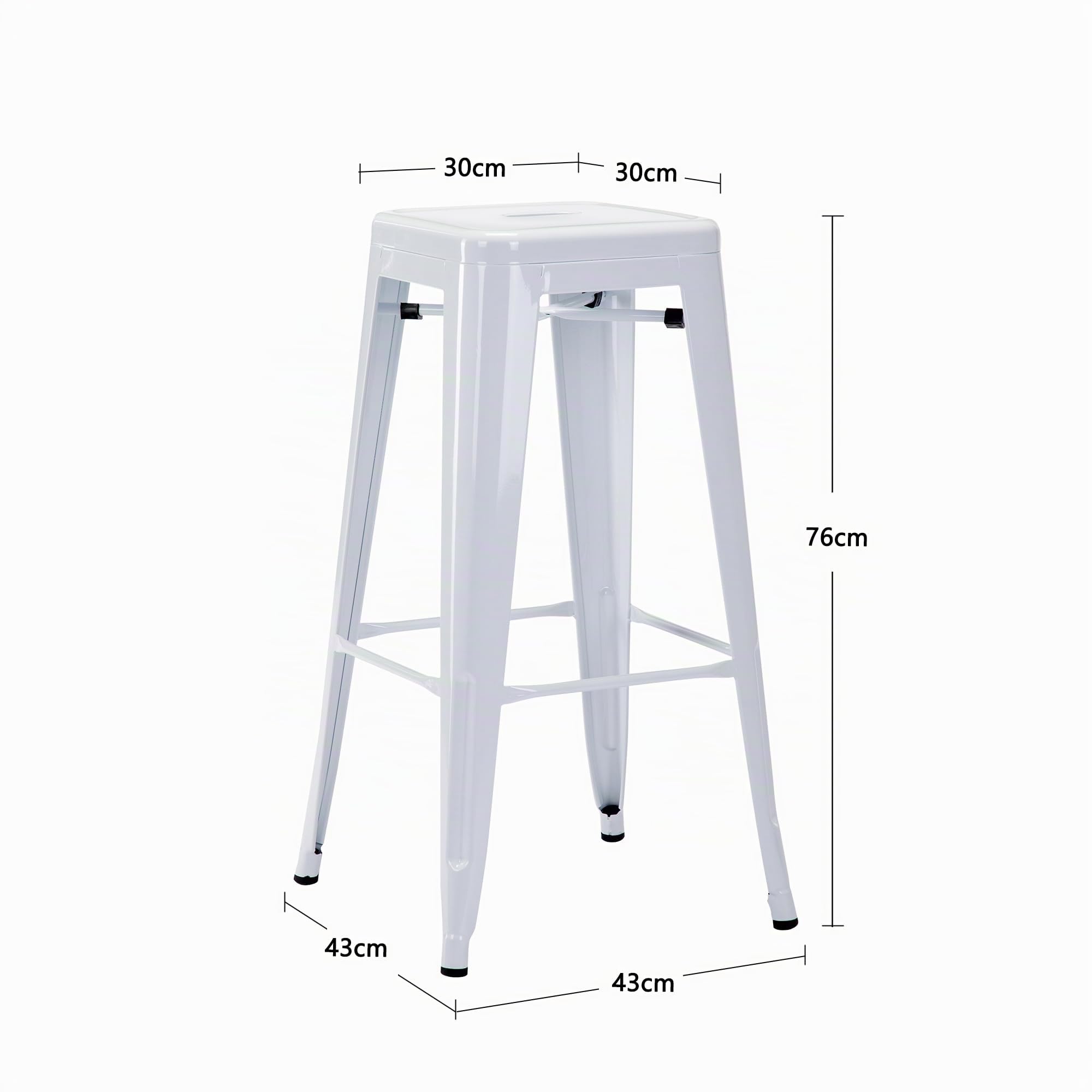 DUHOME Tabouret de Bar Industriel Chaise Salle à Manger Lot de 4 Tabouret Empilables Siège Bistrot Cadre en Métal pour Cuisine Restaurants (Blanc, 76cm)