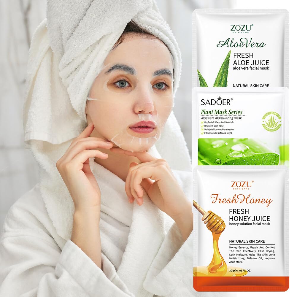 12 Stck Feuchtigkeits Maske, Aloe Vera Gesichtsmaske Honig Maske Blatt  feuchtigkeitsspendend Honey Nutritious Concentrate Moisturizing Hydrating  Face Cover Erfrischende Tuchmasken gesicht : Amazon.de: Kosmetik