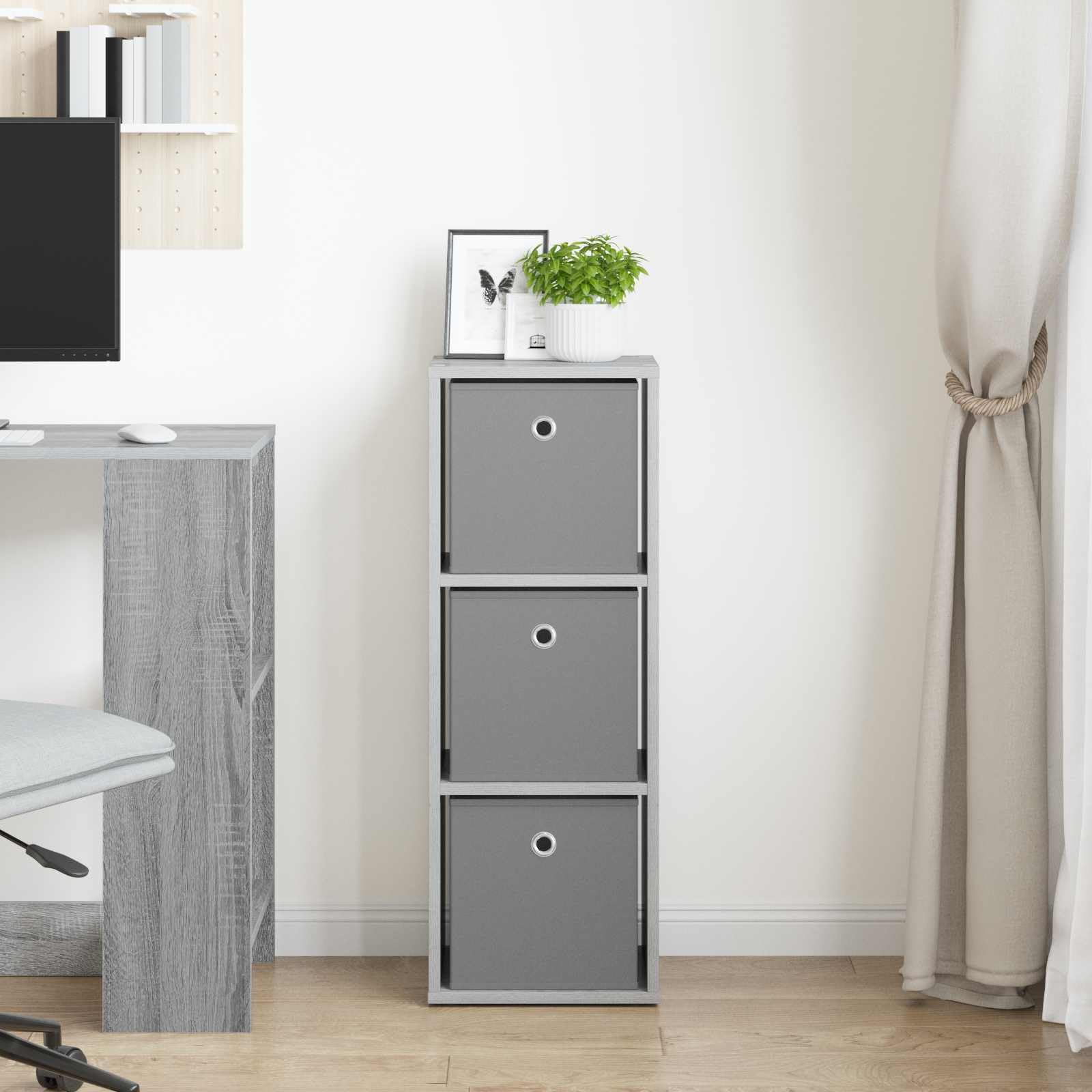 Sonoma komoda z 3 szufladami, szara, 30,5 x 27 x 84,5 cm, uniwersalna komoda do salonu, jadalni, korytarza i biura, z miejscem do przechowywania, półką i stabilnym materiałem drewnopochodnym