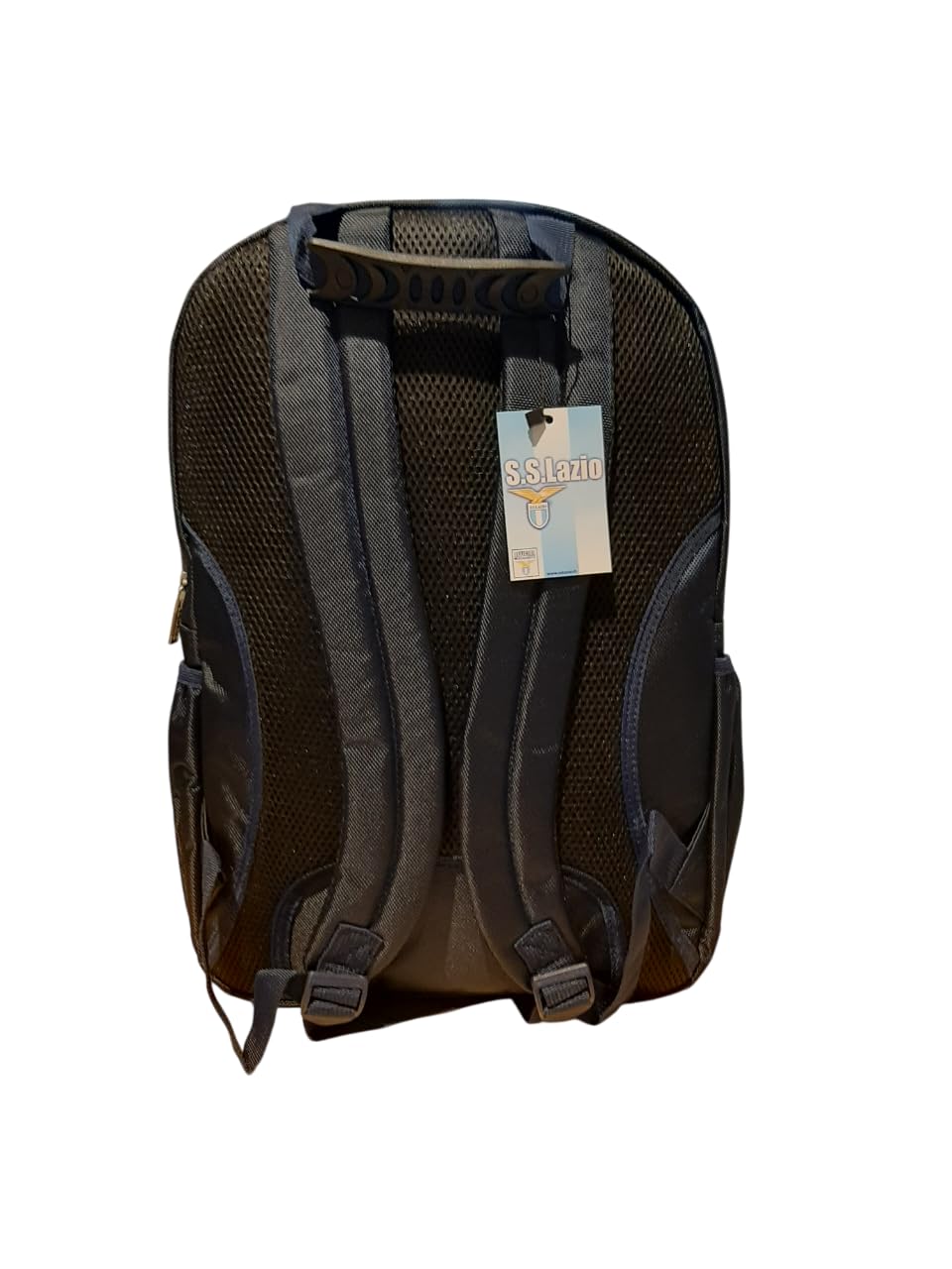 PRESTIGE & DELUXE Zaino scuola Lazio tondo a 3 scomparti chiusura a zip + Astuccio 3 piani completo di cancelleria + portachiave squadra e 10 penne multicolore