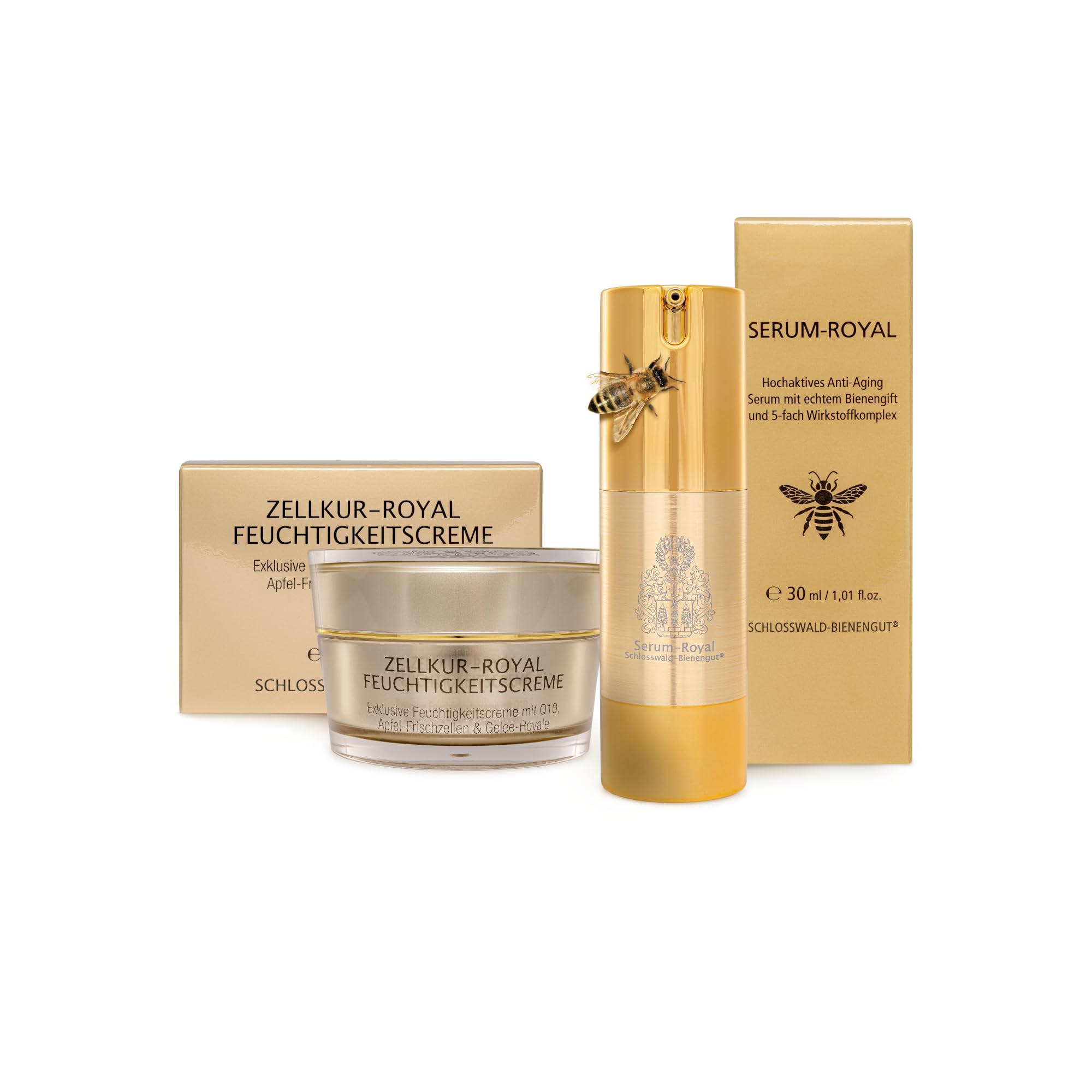 Serum-Royal 30 ml + Zellkur-Royal Feuchtigkeitscreme mit Gelee-Royale 50 ml | Hochaktives Repair-Elixier Gesichtsserum & Exklusive Anti-Aging-Gesichtscreme mit Q10, Apfel-Stammzellen und 3% Gelee-Royale
