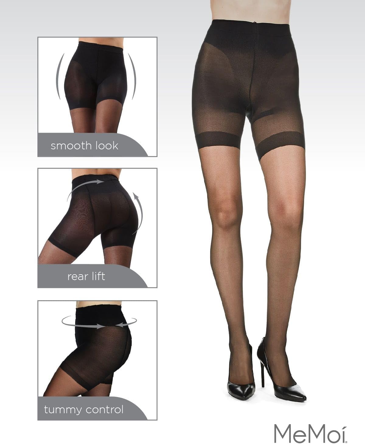 MeMoi Crystal Sheer Control Top Tights for Women, Compression Control Top Tights - Sizes Small to Q2 - Image 5