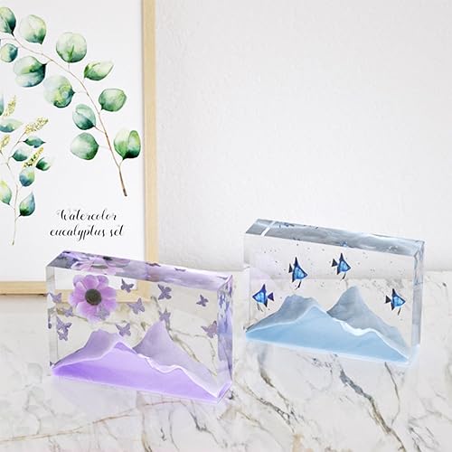 Miniatura 5 de Moldes rectangulares grandes de silicona de resina epoxi profunda con soporte de marco de madera para preservación de flores, sujetalibros,