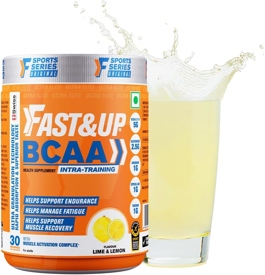 BCAA Lime Lemon Flavour Advanced BCAA Supplement with Glutamine, Citrulline, L-Arginine & Taurine - Pre/Post Workout & Intra Workout Supplement Powder for Adults(450gm, 30 Servings)