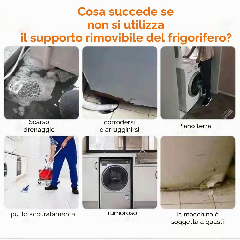 Carrello Lavatrice con Ruote EXTRA ROBUSTO | Supporto Lavatrice per Carichi Pesanti, Base Rinforzata con 8 Piedi, Carico 450 kg