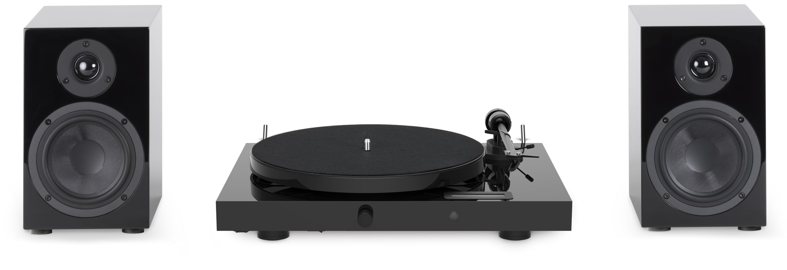 Pro-Ject Juke Box E1 HiFi Set, Audiophiles Plattenspielersystem mit Lautsprechern, BT Streaming, Line Input, Fernbedienung (Schwarz)