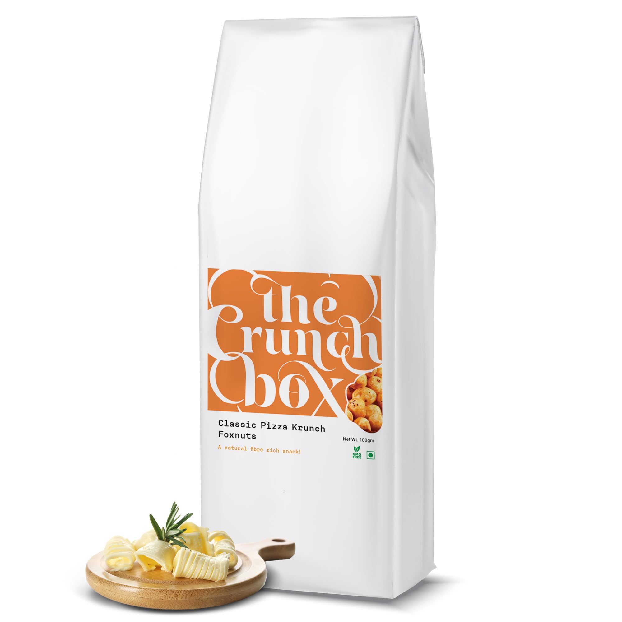 The Crunch Box Classic Pizza Krunch Foxnuts (Makhana) - 60gms - Flavoured Roasted Makhana, Rich in Calcium, Gluten-Free, Protein-Rich, High Fiber, Low Cholesterol, Antioxidant-Rich Gourmet Snacks