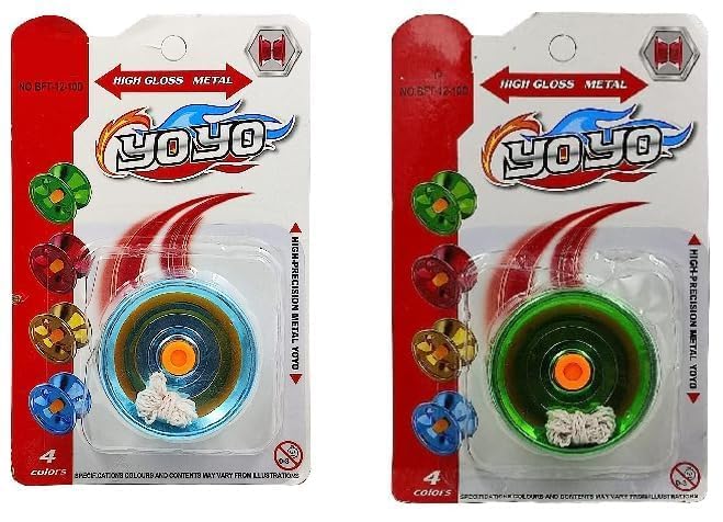 Glossy Metallic yoyo Pack of 2 Piece | oys for Kids Spinner Toy | Toys for Kids with High Speed | Best Birthday Return Gift for KidsColor May Vary