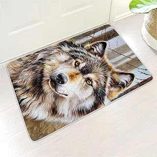 Buweirezhi Dywaniki kąpielowe mata polowanie na lasach wilka wygodna mata wejściowa wielokolorowa 60 x 90 cm