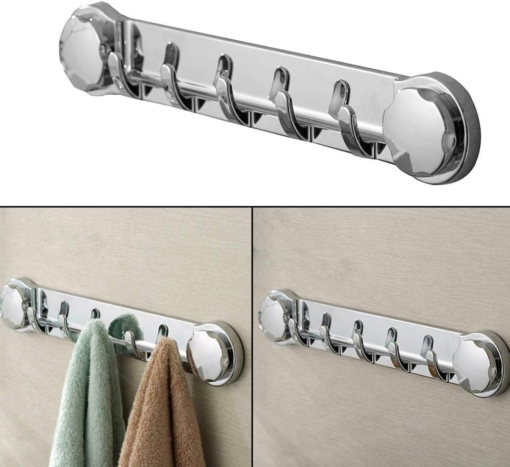 5 Hooks Suction Cup Hook Wall Mounted Hanger Holder Kitchen Bathroom Towel Key Clothes Hats Strong Adhesive Wall Hooks