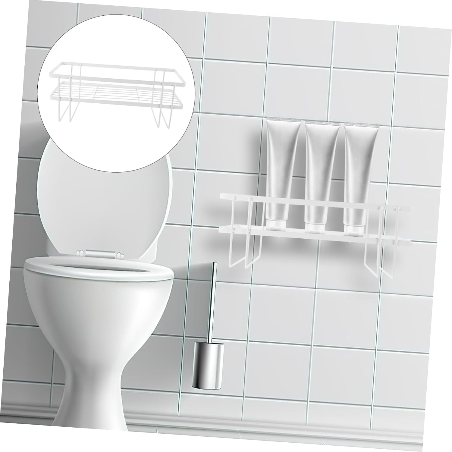 Toilet Top Organizer Detachable Modern Wall Mount Storage for Bathroom