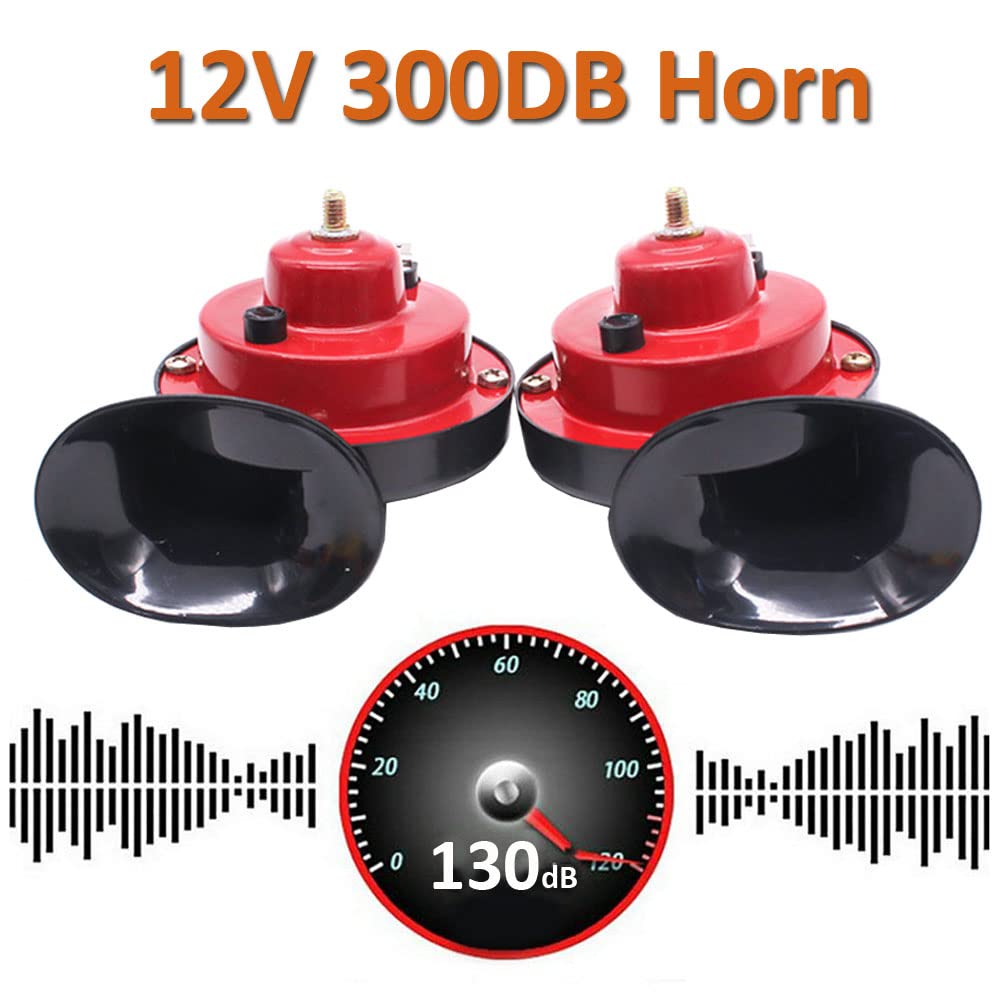 1Pcs Rosso 12V Trombe Auto 300db Super Forte Tromba per Camion Aria Elettrica Clacson Camion Impermeabile Corno di lumaca Horn Doppio Tono Veicolo Motociclo