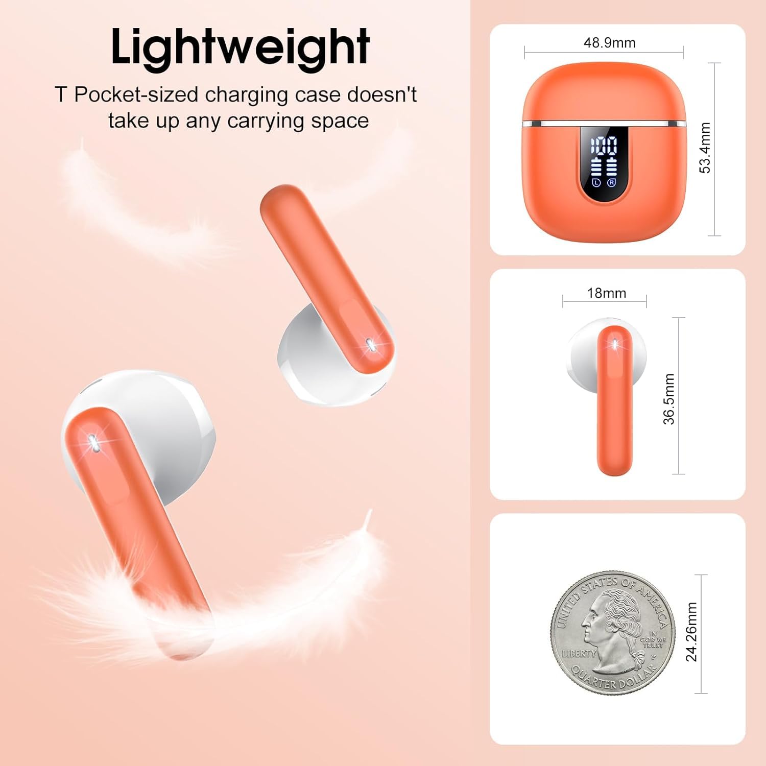 Cillso Auriculares Bluetooth, 40H, bajos profundos, indicador LED, IP7, resistentes al agua, auriculares inalámbricos Bluetooth 5.4 con 4 micrófonos de reducción de ruido ENC