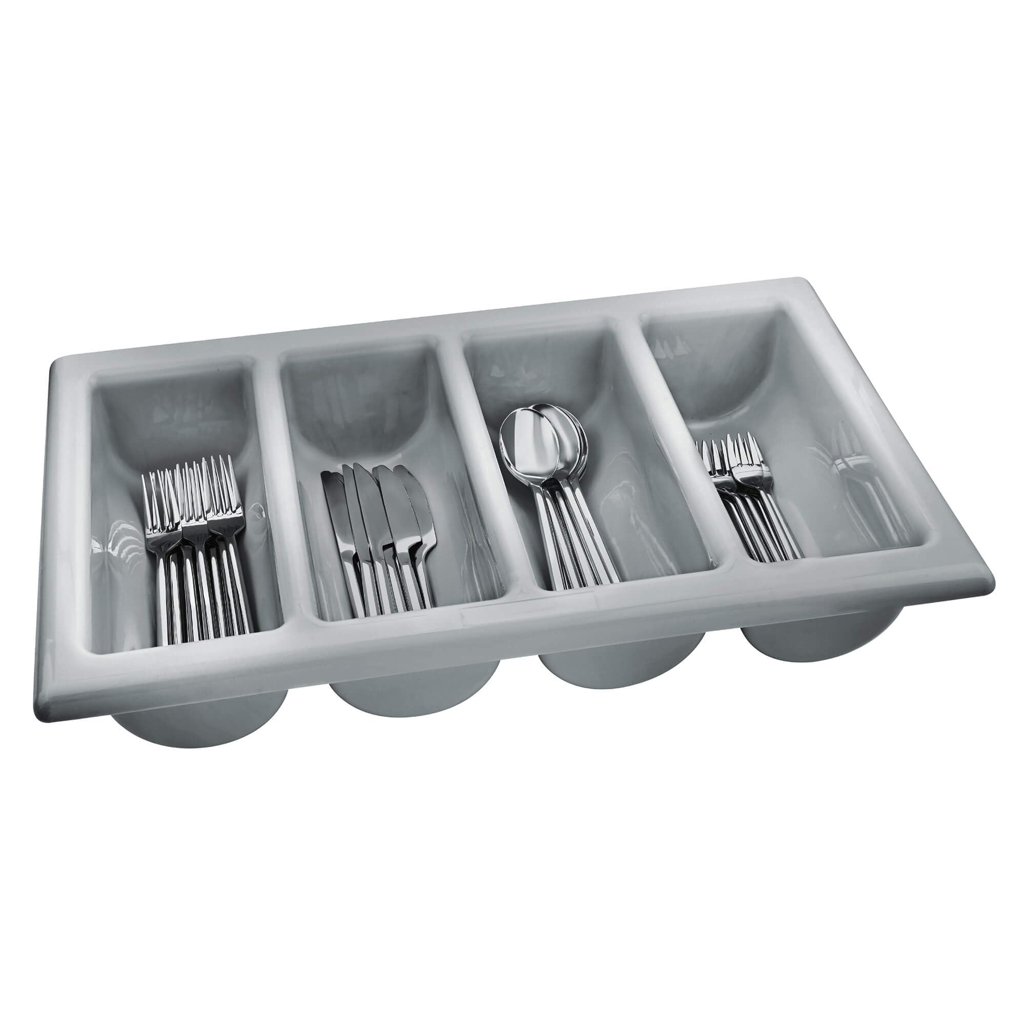 GRÄWE Besteckkasten mit 4 Fächern, Besteckaufbewahrung, groß, stapelbar, spülmaschinengeeignet, grau, Besteckorganizer, Kunststoff Küche, Haushalt & Wohnen