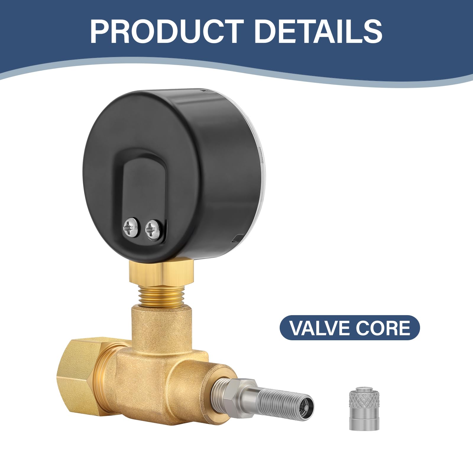 MEASUREMAN Regulador de prueba de aire sobre agua con manómetro, esfera de 2 pulgadas, 0-100 PSI, para detección de fugas de tuberías de agua domésticas, incluye montaje NPT de 1/4 pulgadas