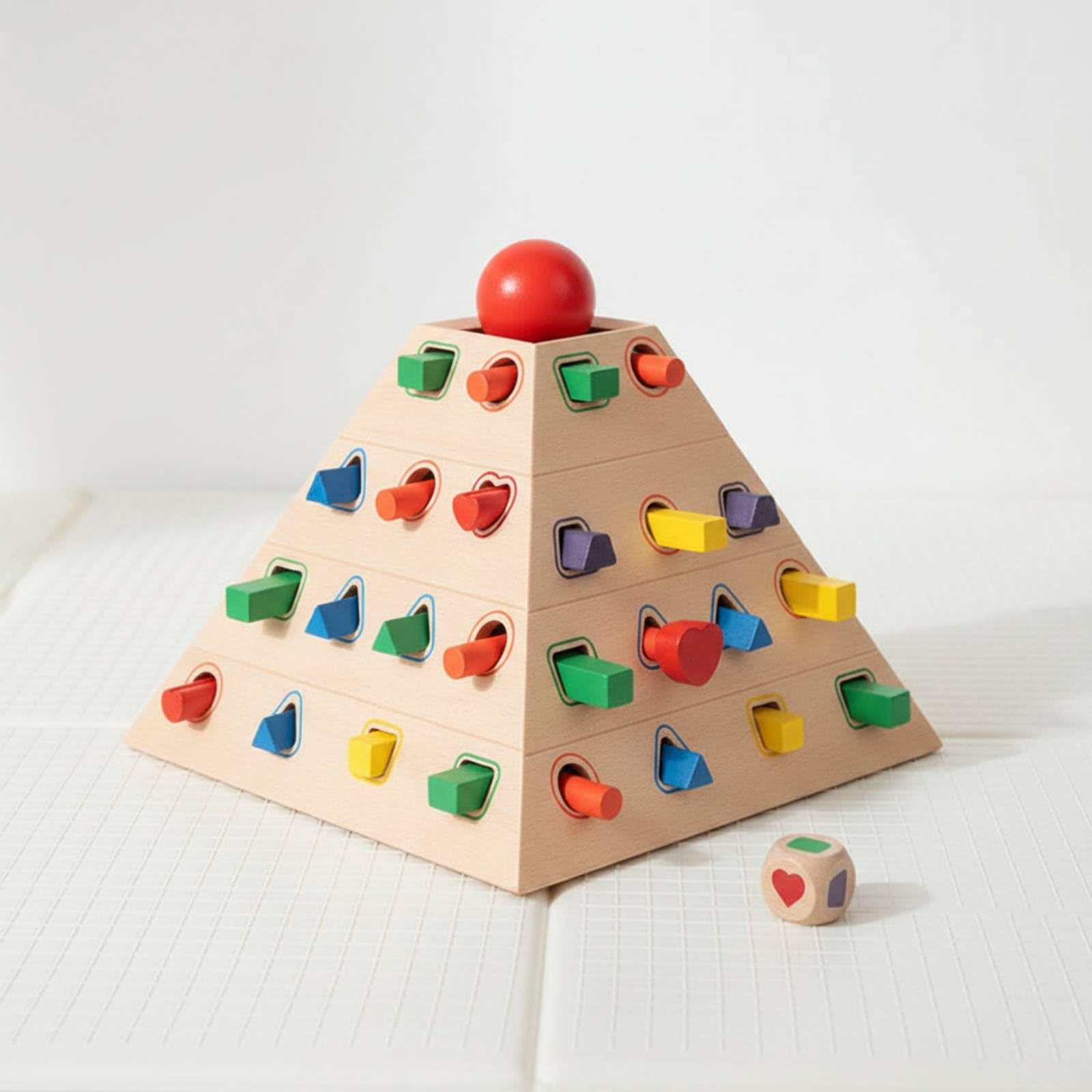 Kinder Pyramiden Pädagogisches Spielzeug Lernspiel Gesellschaftsspiel mit Würfelrunde Und Stäbchen Herausziehen Ohne Kugelfall Fördert Ausdauer
