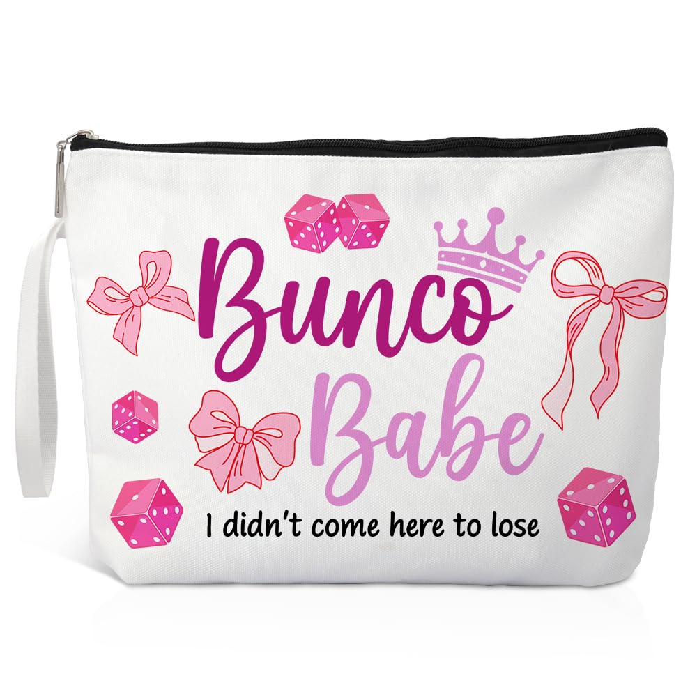 Xipromi Bunco Babe I Didn't Come Here to Lose Makeup Bag, Funny Cosmetic Bag for Bunco Lover, Bunco Gifts for Women, Birthday Gifts for Bunco Player