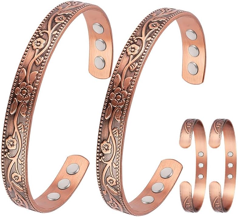 Pure Copper Magnetic Therapy Bracelet - For Arthritis Pain Relief, Rose Gold Color