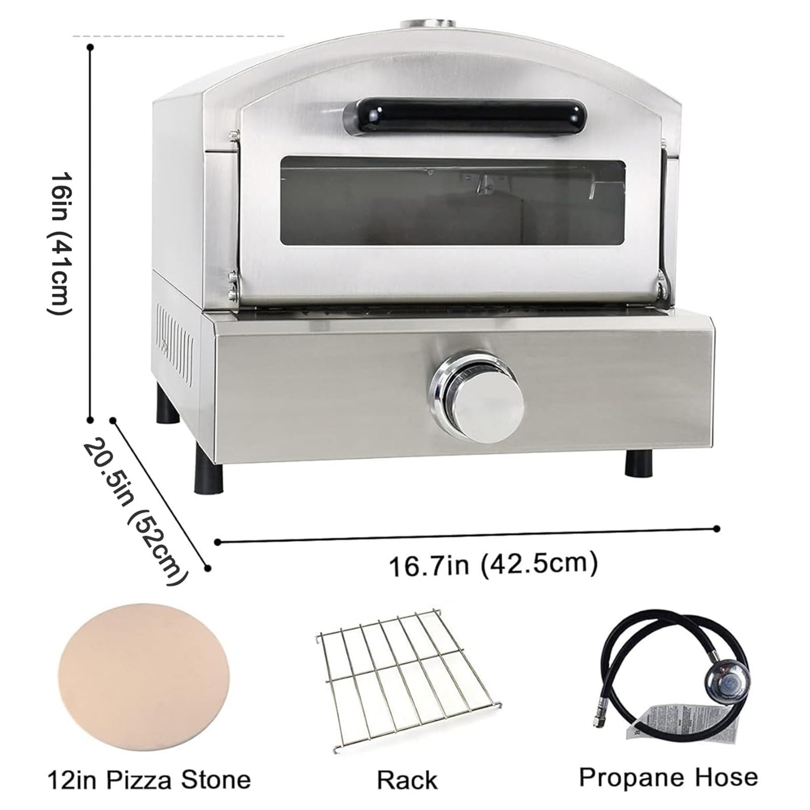 Forno per Pizza Elettrico/Gas, Macchina per Pizza da Banco in Acciaio Inox a Doppio Strato, Forno per Pizza Commerciale/Domestico per Esterni,Gas