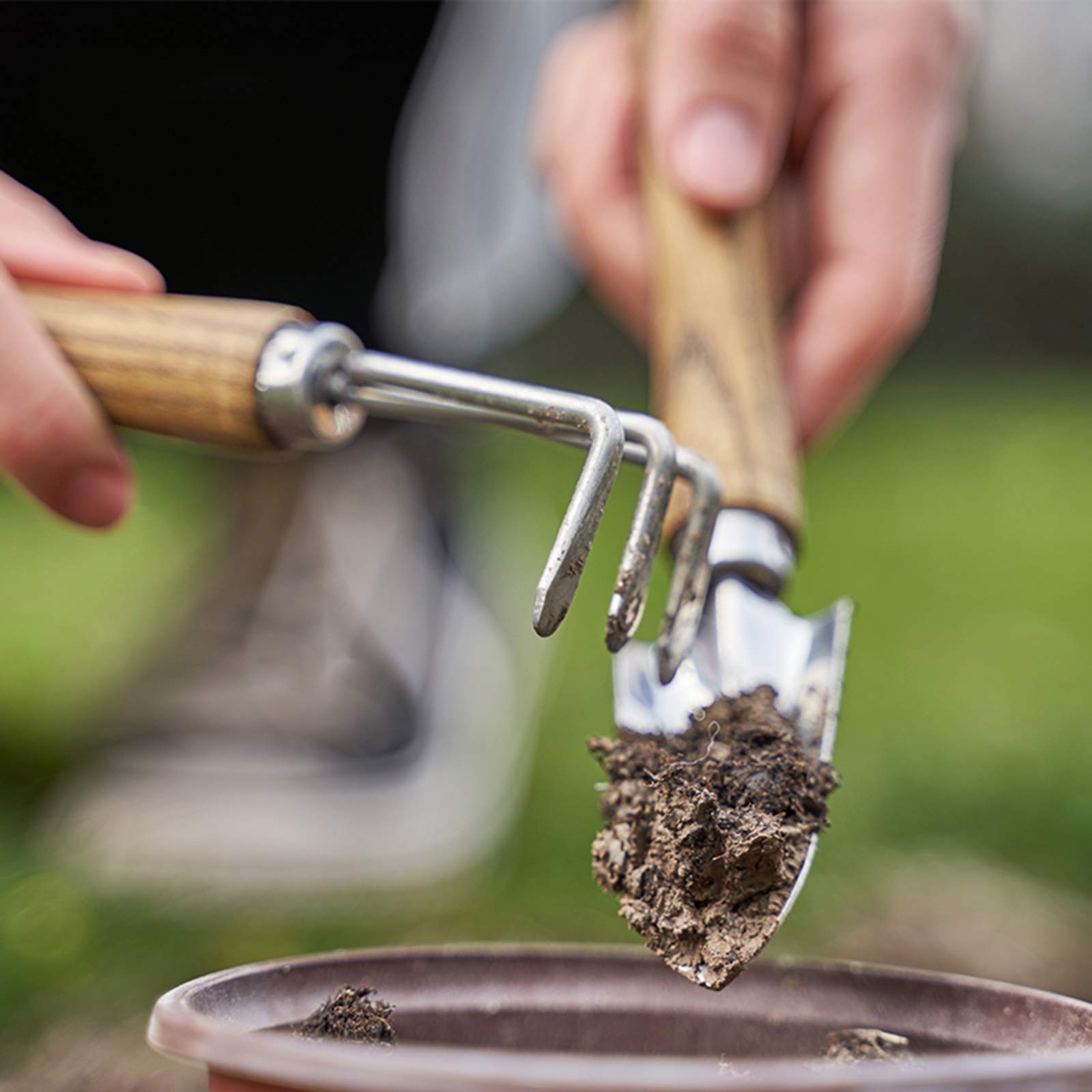 Zestaw narzędzi ogrodowych, 2 szt. Zestaw narzędzi ogrodowych Szpadel widelec grabie z drewnianą rączką do ogrodnictwa roślin soczyste kwiaty doniczkowe rosną warzywa