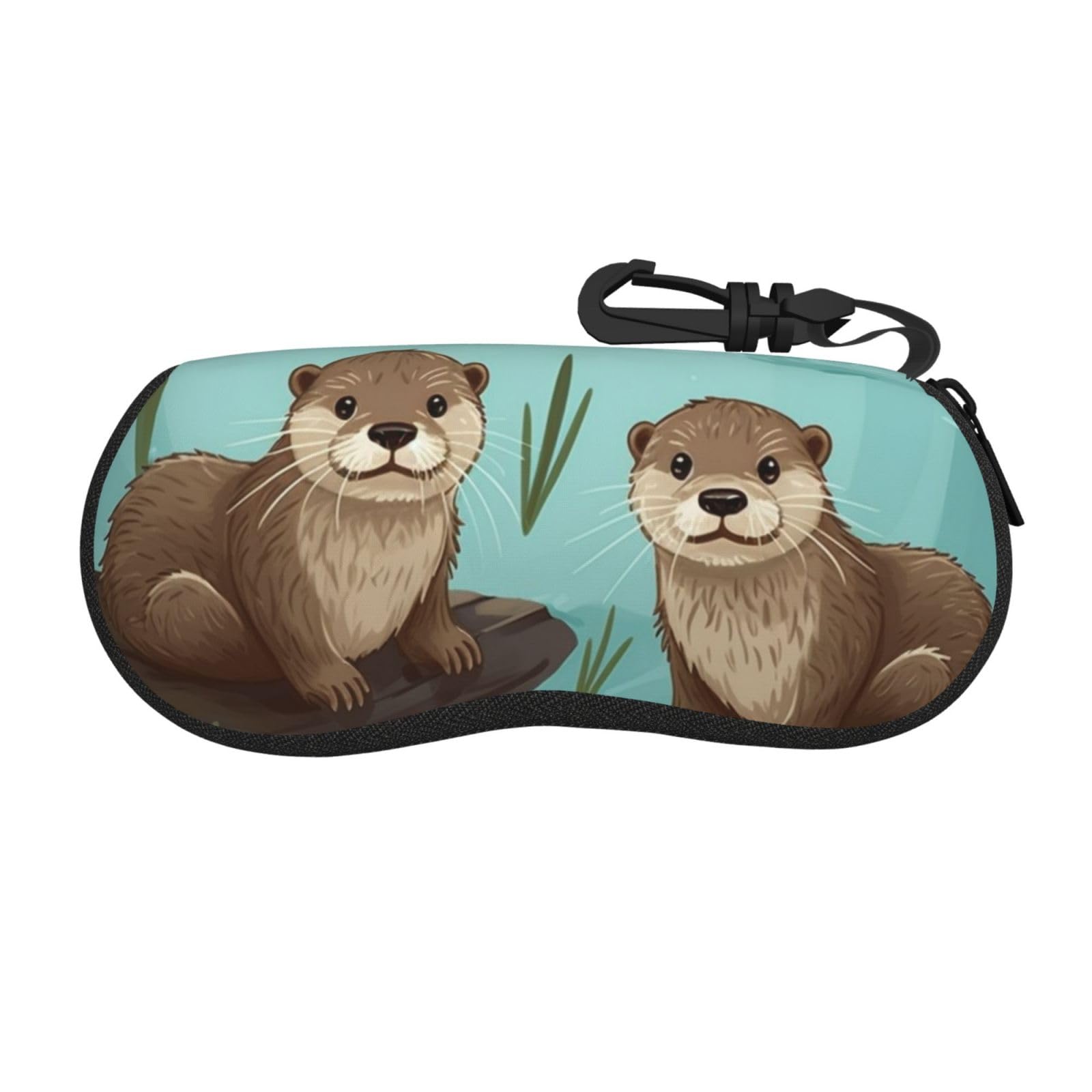 Anabprma Unisex Otters Glasses Case Soft Shell, Lightweight Portable Sunglasses Case, Zipper Closure