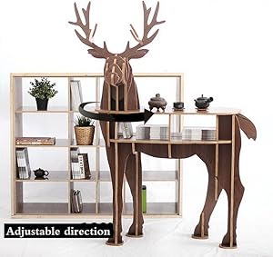 OTHER Wooden Deer Home Decor Living Room End Tables Self-Built Puzzle Furniture,Black Walnut