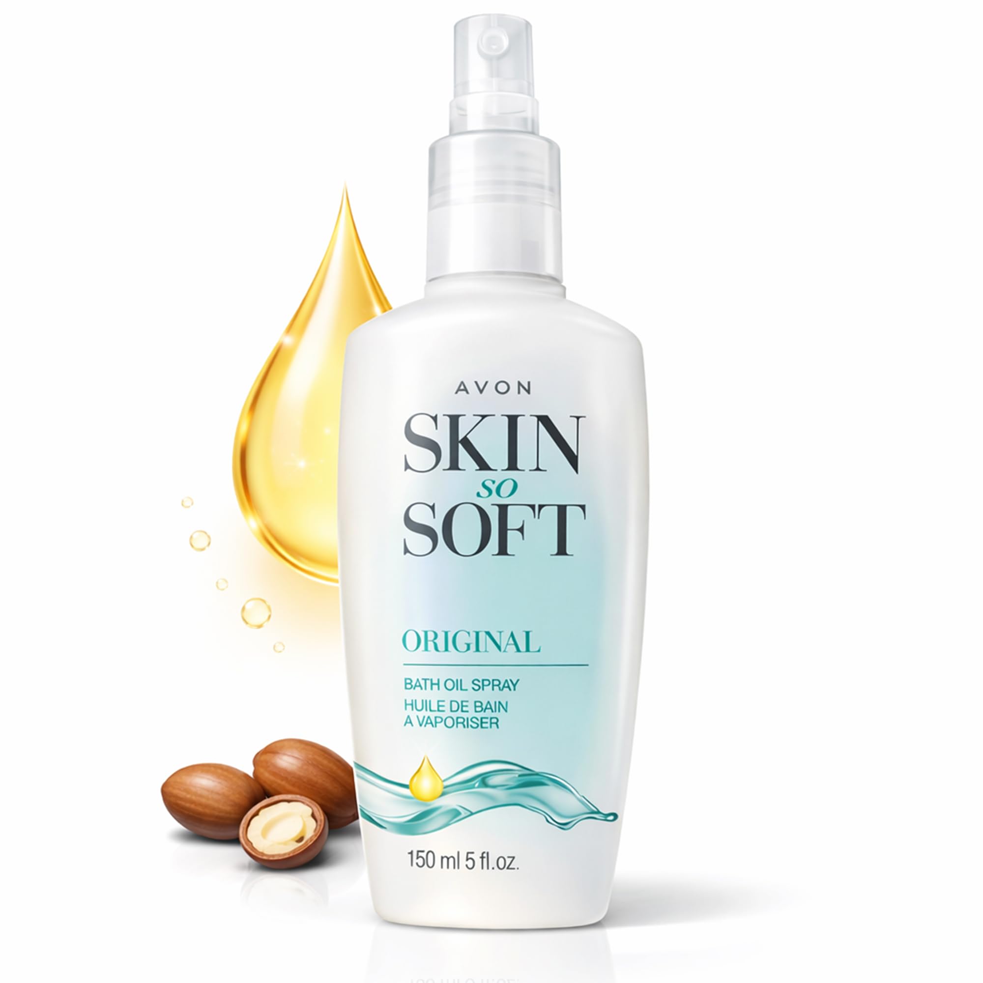 Avon Skin So Soft Original Bath Oil Spray - Moisturizing Shower Oil with Jojoba Oil & Vitamin E - Non-Greasy Formula for Dry Skin Care - After Shower
