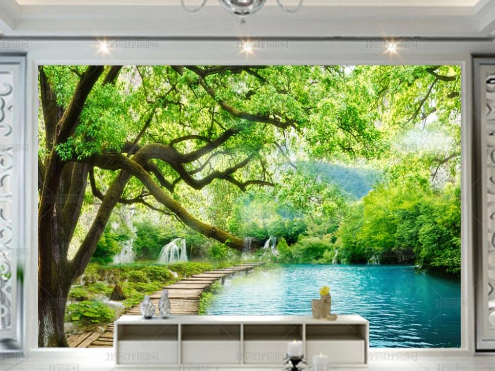 Papier peint paysage naturel intissé pour agrandir visuellement un petit salon sombre