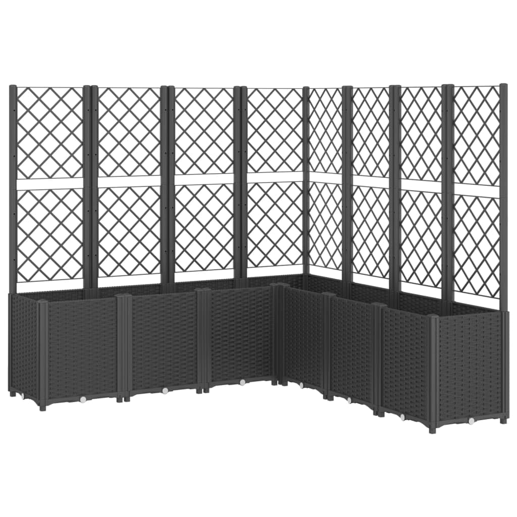 Jardinière avec treillis noir 160x160cm bac à fleurs modulable en polypropylène aspect rotin
