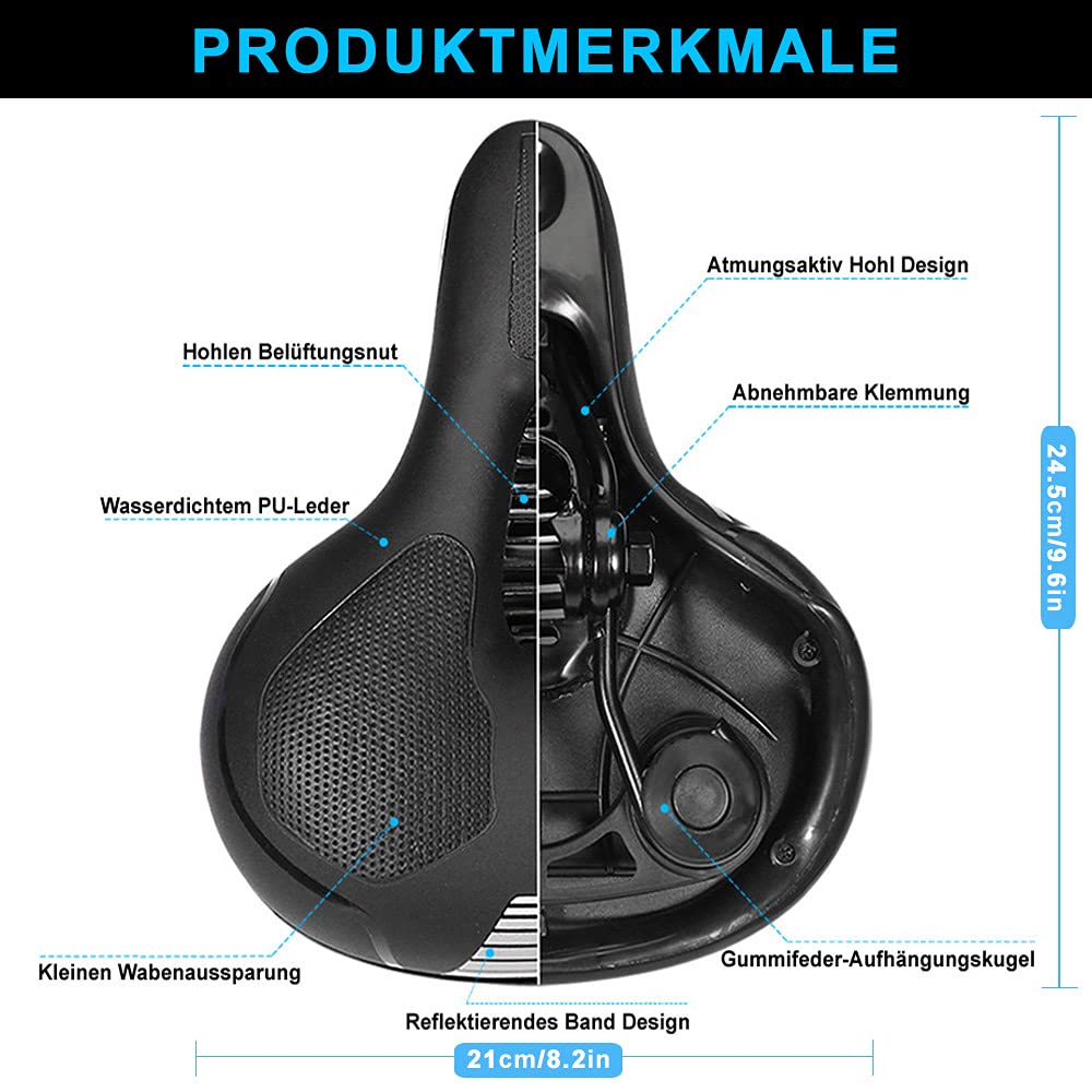 Toptrek Fahrradsattel, Fahrradsitz aus Bequem Weich Memory Foam, mit Wasserdicht überzug Fahrrad Sattel, Herren & Damen City Gelsattel Fahrrad, Fahrradsättel ist für City-Bike/Trekking Geeignet Sport & Freizeit