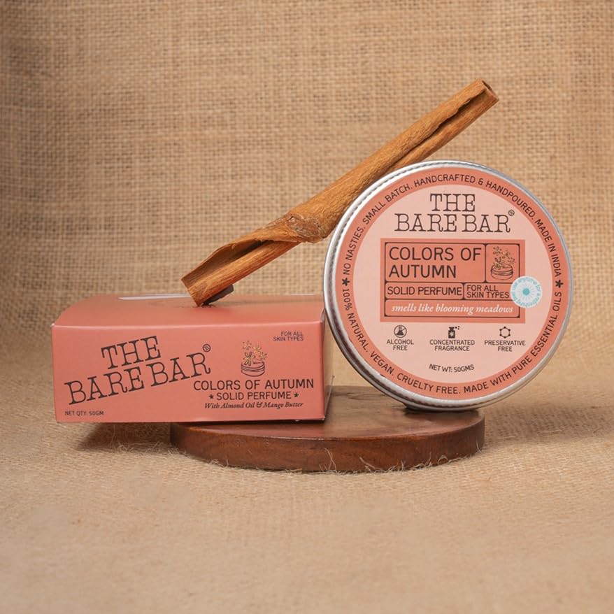 Image of The Bare Bar Colors of Autumn Solid Perfume - 50gm | Floral Fragrance| Odor & Sweat Control | Natural formula and Chemical free| Good for all skin types |Travel Mini Size Solid Perfume for Men &Women