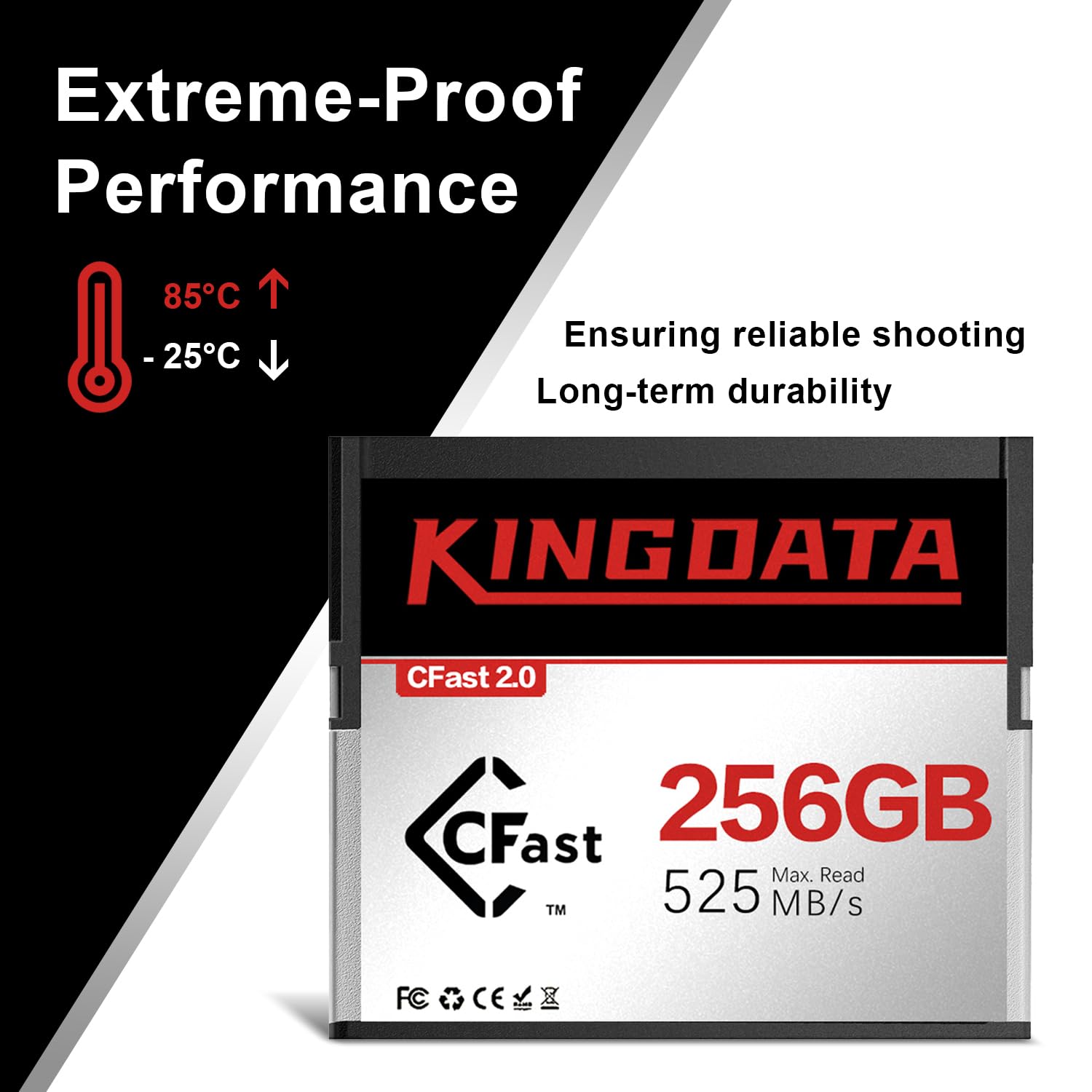 CFast 2.0 Speicherkarte 256 GB up to 525MB/s Readhohe Geschwindigkeit für 4K-Video und HD-Aufnahme kompatibel mit professionellen Kameras