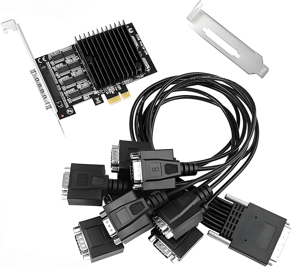 PCI-E X1 to 8Port RS232 Serial Adapter Card VHDCI 68 to DB9 Port Extender for Desktop X4 X8 X16 Slot