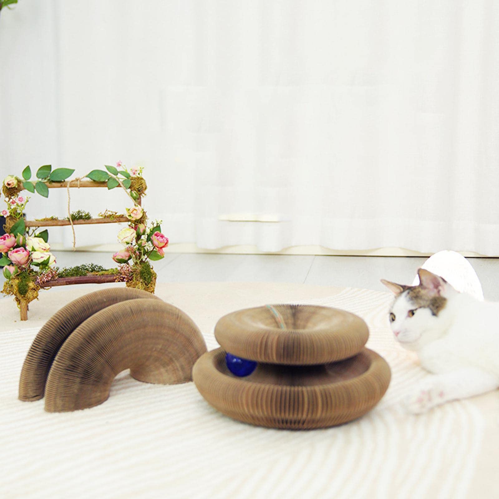 WINTI Scratcher Cardboard Ball Track Hamster Funny Toy Mat Sharpen Claw Green