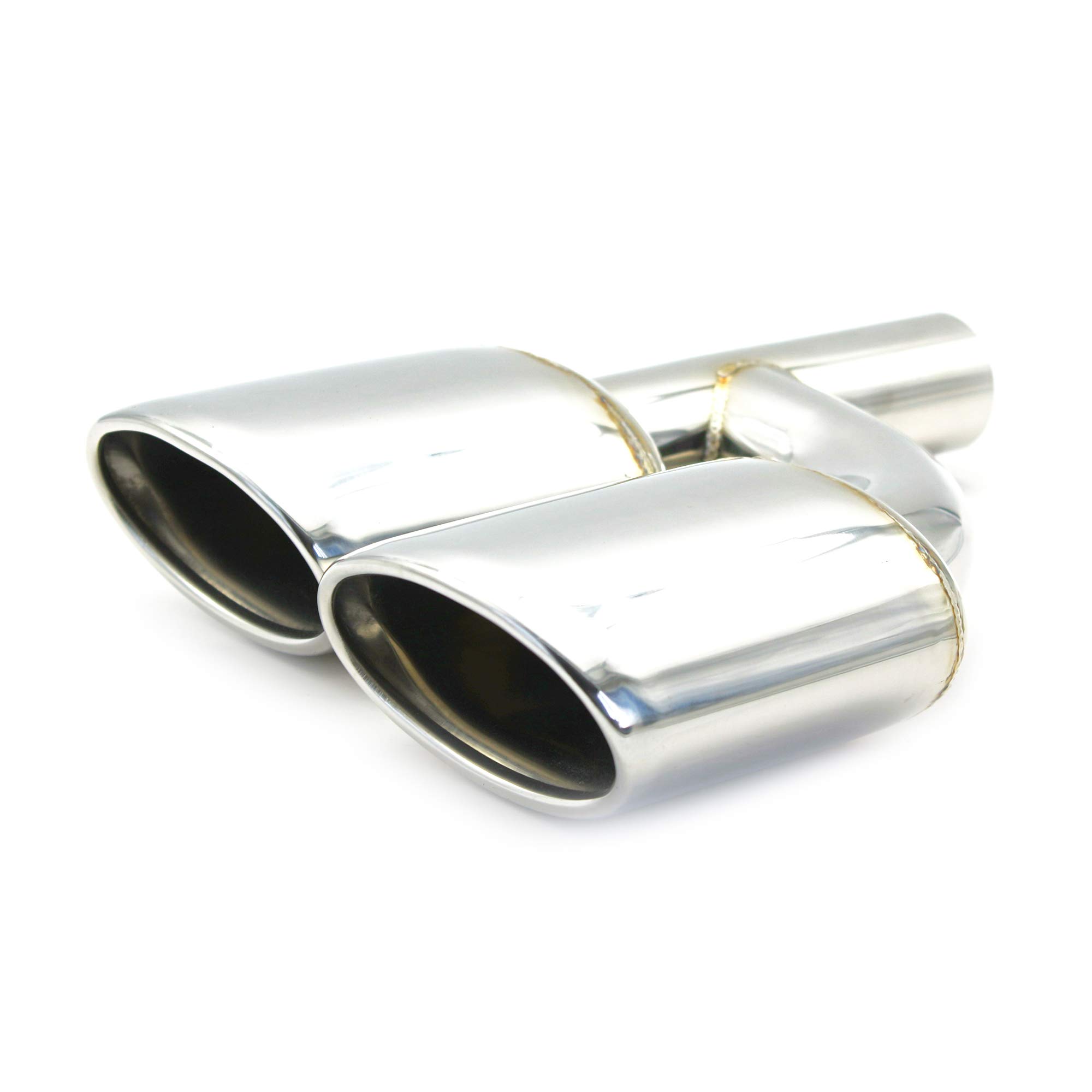 MODAUTO Cola de Escape, Terminales de Escape, Escape Universal de Coche, Salida Lateral a Doble Salida, Modelo F222L, Izquierda, Acero Inoxidable